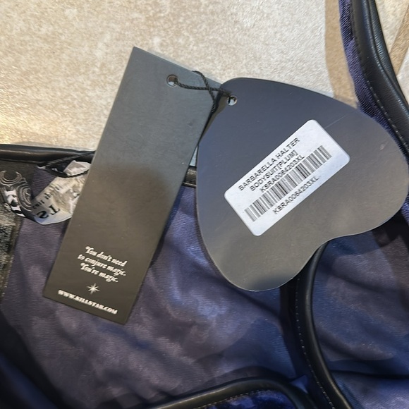 NWT! Killstar Barbarella Halter Bodysuit Plum 3X Velvet Leopard Cutout - Picture 7 of 10